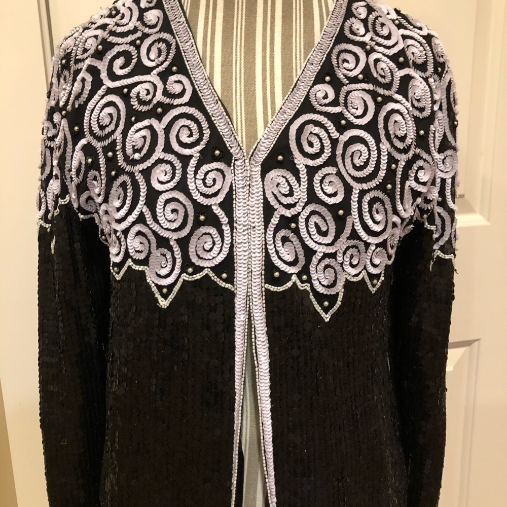 All Silk Sequin Jacket - Size Large - image 2